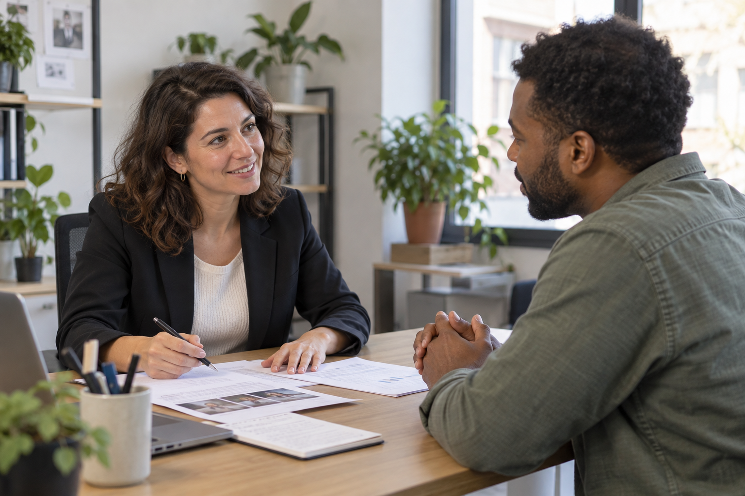 Entretien entre une conseillère et un professionnel