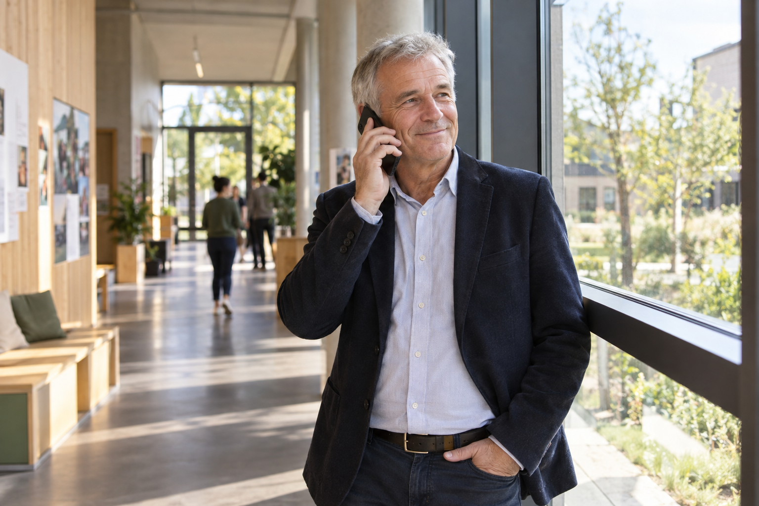 Personne échangeant par téléphone avec ECOVAL