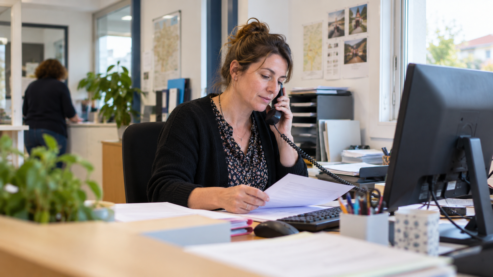 Assistante administrative au travail